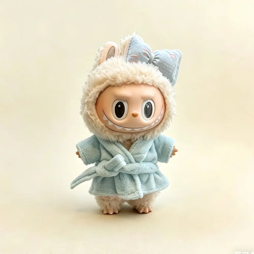 Labubu Doll Outfit - Bow Plush Bathrobe Pajama Set for 17cm Collectible Figure - main product card | KikiBuddies