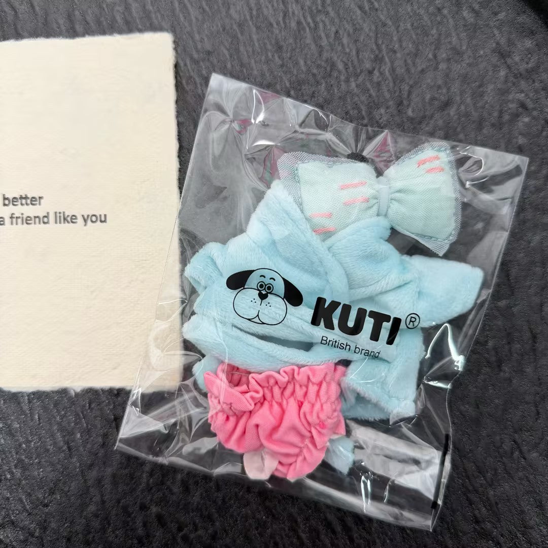 Labubu Doll Outfit - Bow Plush Bathrobe Pajama Set for 17cm Collectible Figure - extra detail | KikiBuddies