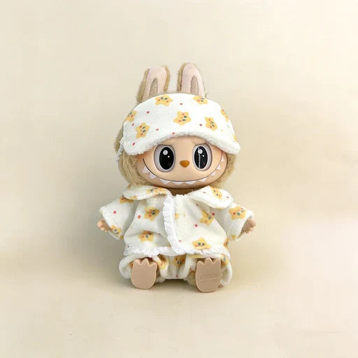 Labubu Doll Outfit - Cozy Cartoon Pajama 3-Piece Set for 17cm Collectible Figure - main product card | KikiBuddies