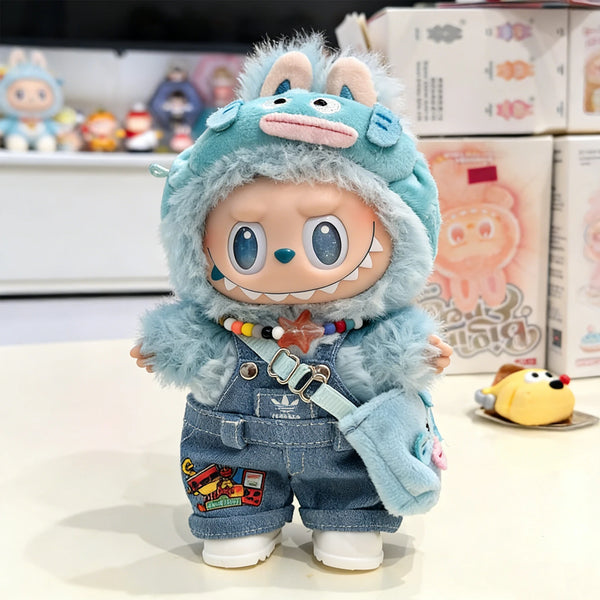 Labubu Doll Outfit - Funny Fish 5-Piece Outfit Set for 17cm Collectible Figure - front view | KikiBuddies