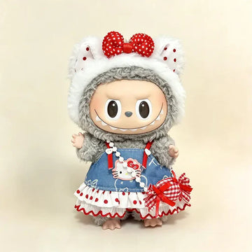 Labubu Doll Outfit - Pink Bow Jumper Dress for 17cm Collectible Figure - main product card | KikiBuddies