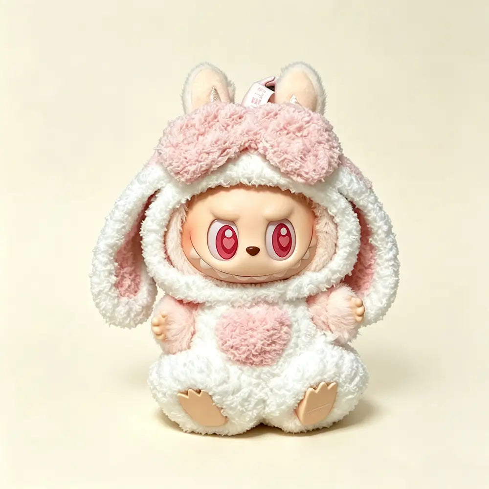 Labubu Doll Outfit - Pink Lop Ear Bunny Onesie for 17cm Collectible Figure - main product card | KikiBuddies