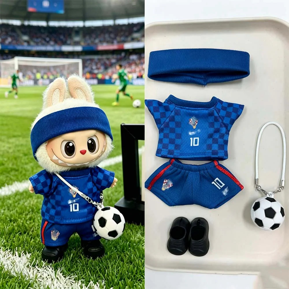 Labubu Football Jersey Outfit Series - Football National Team Inspired 5-Piece Set 17cm - front view | KikiBuddies