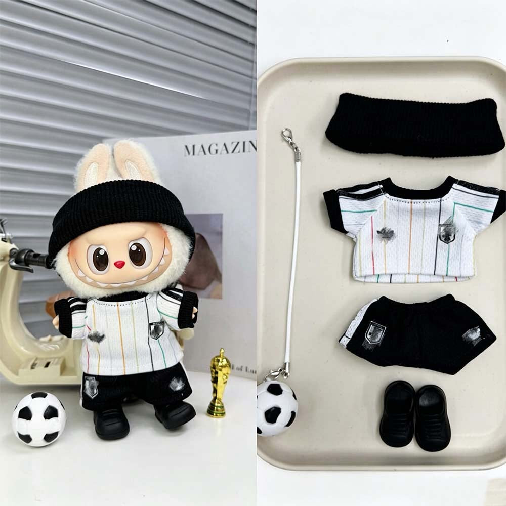 Labubu Football Jersey Outfit Series - Football National Team Inspired 17cm - Japan Away Colourful Stripe (No Number) — 5-Piece Set doll outfit detail view 15 | KikiBuddies