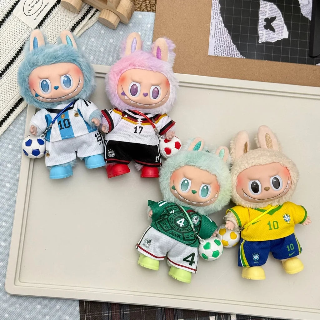 Labubu Football Jersey Outfit Set - World Cup Inspired Mini Backpack Set 17cm - lifestyle scene | KikiBuddies