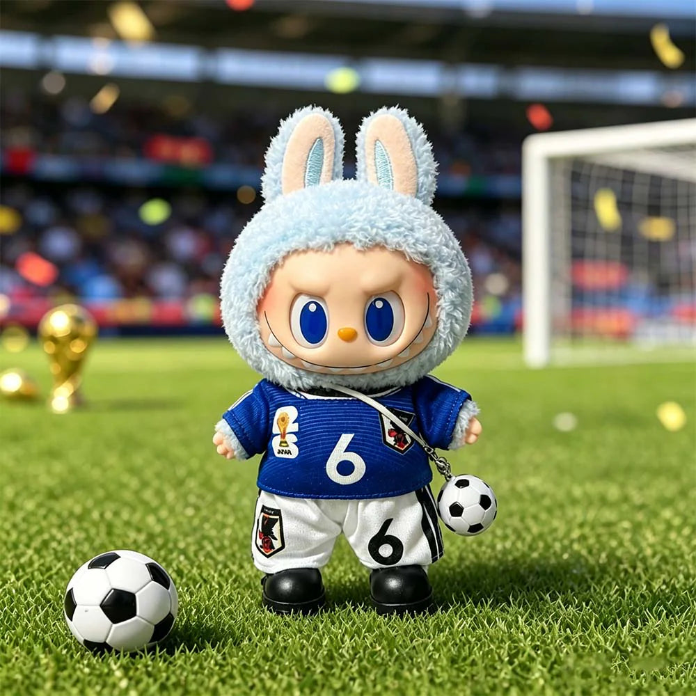 Labubu Football Jersey Outfit Series - World Cup Inspired - Japan #6 4-Piece Set (Jersey + Shorts + Ball + Shoes) doll outfit detail view 7 | KikiBuddies