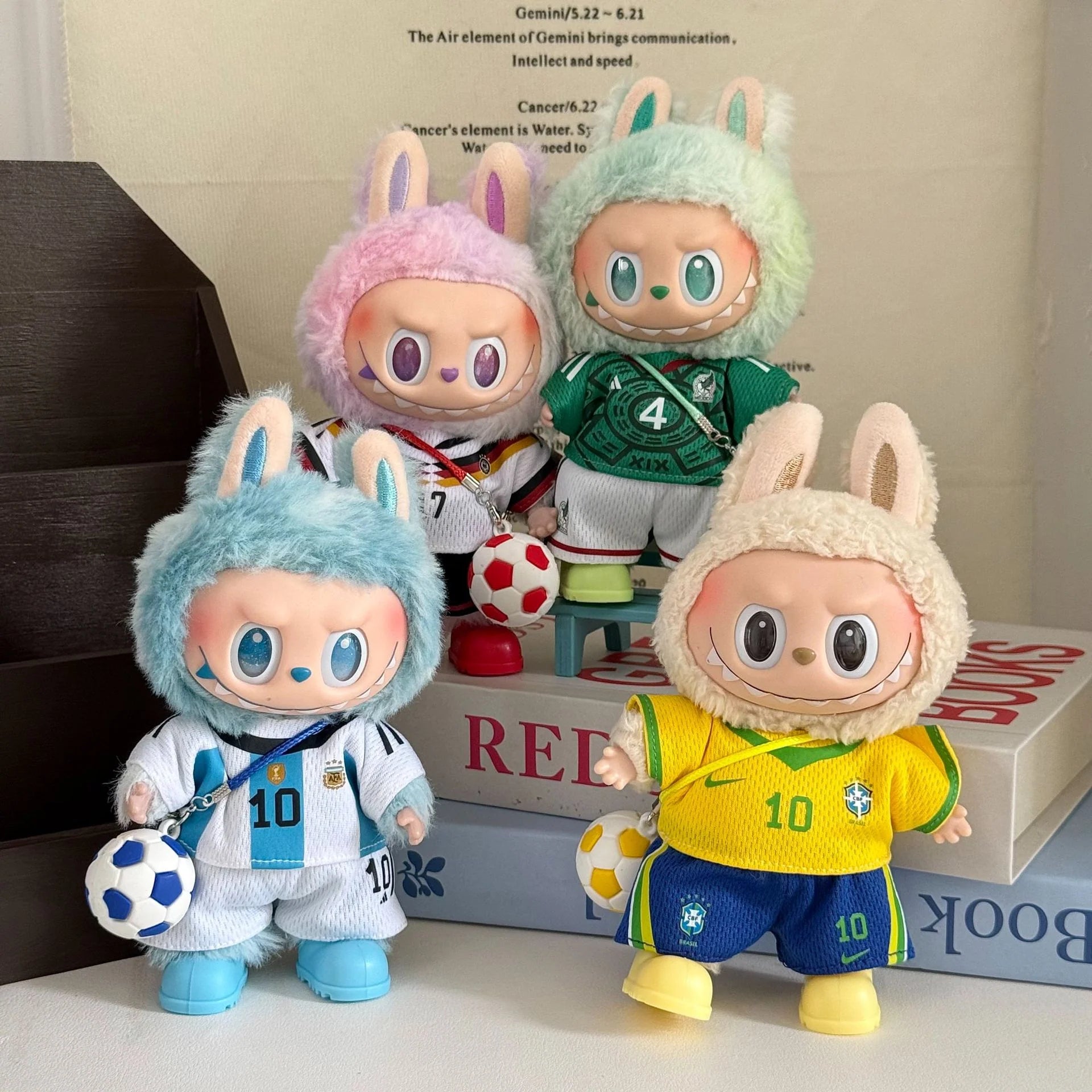 Labubu Football Jersey Outfit Set - World Cup Inspired Mini Backpack Set 17cm - front view | KikiBuddies