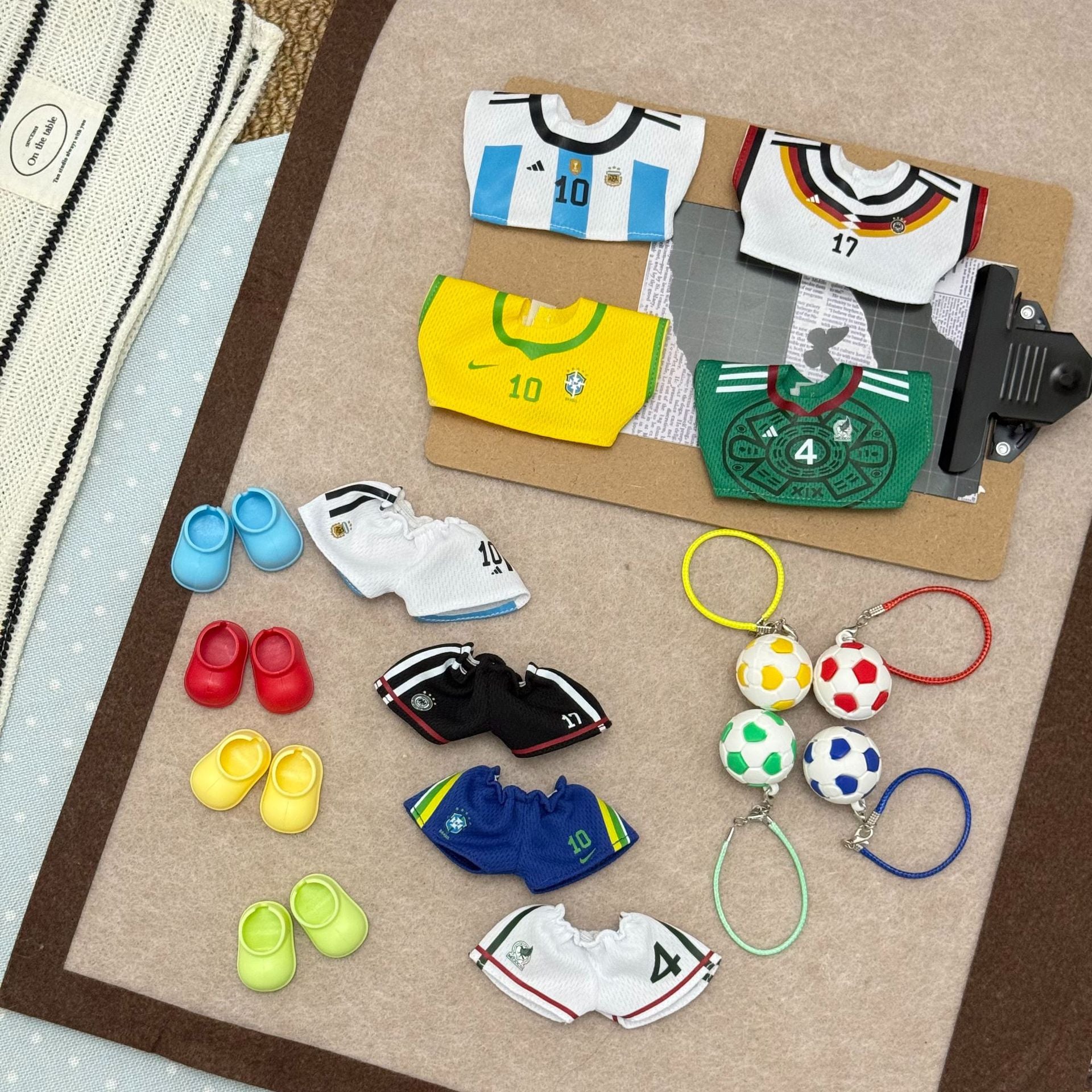 Labubu Football Jersey Outfit Set - World Cup Inspired Mini Backpack Set 17cm - detail view | KikiBuddies