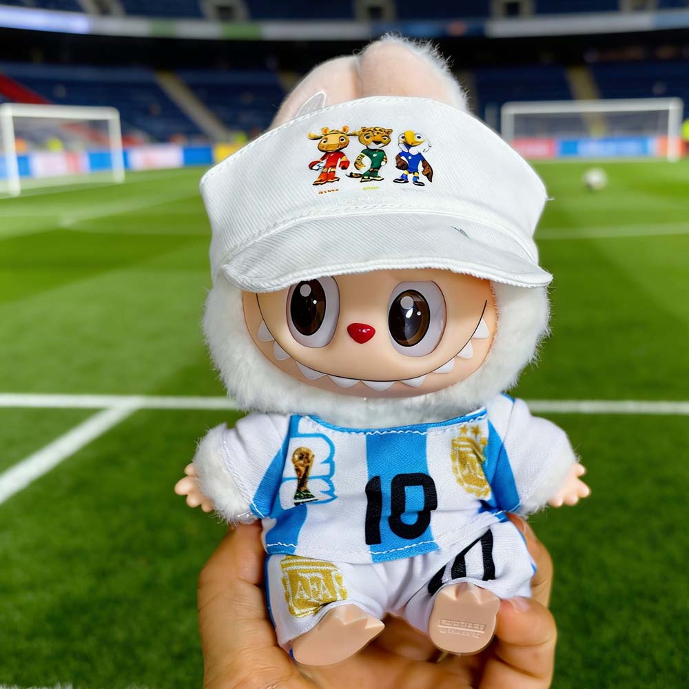 Labubu Football Jersey Outfit Series - World Cup Inspired Build Your Set 17cm - Argentina / 2-Piece + Hat doll outfit detail view 24 | KikiBuddies