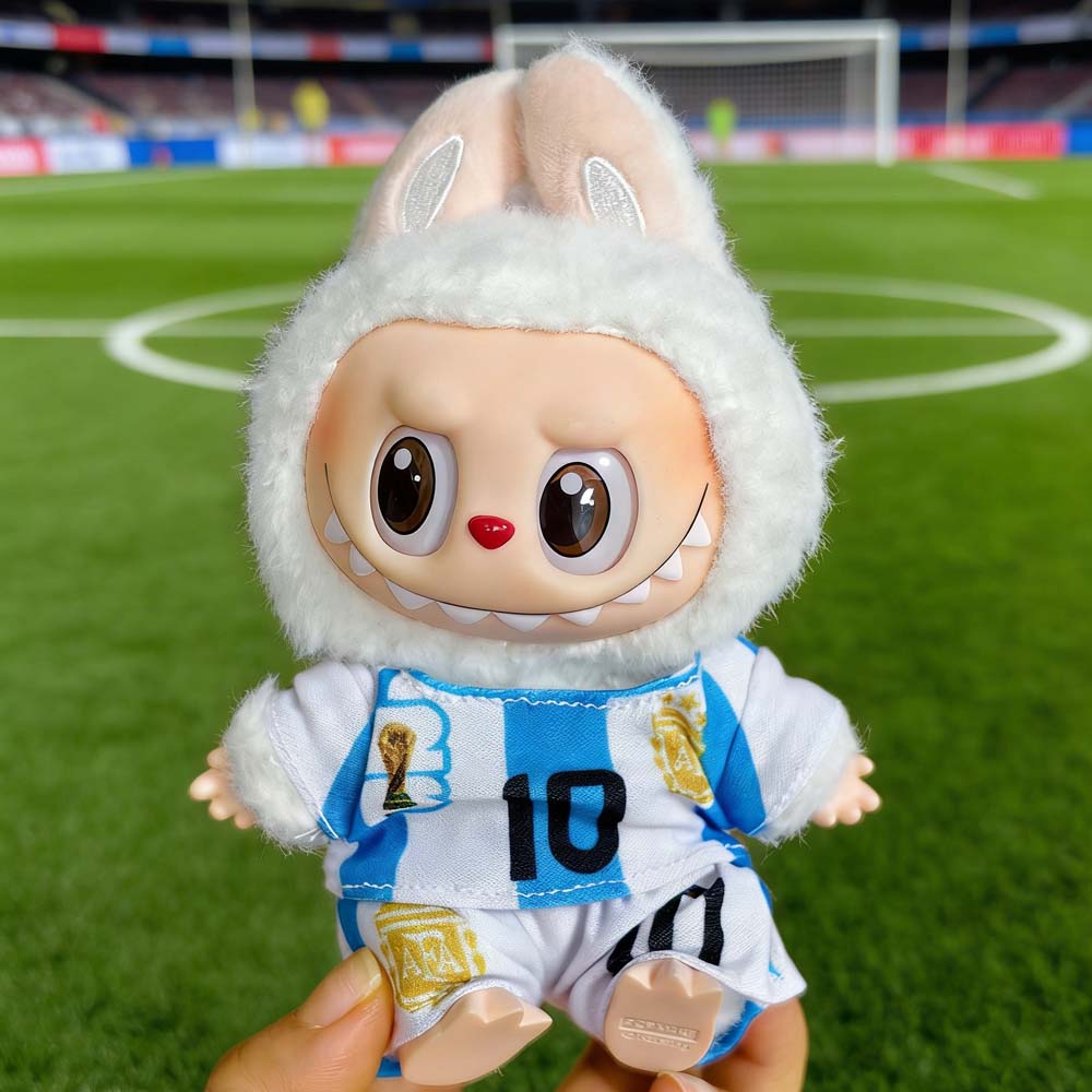 Labubu Football Jersey Outfit Series - World Cup Inspired Build Your Set 17cm - Argentina / 2-Piece Set (Jersey + Shorts) doll outfit detail view 25 | KikiBuddies