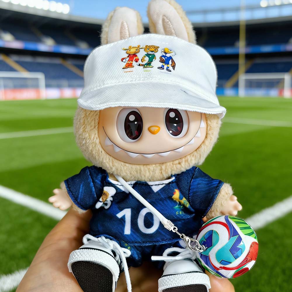 Labubu Football Jersey Outfit Series - World Cup Inspired Build Your Set 17cm - France / 2-Piece + Hat + Ball + Shoes (Full Set) doll outfit detail view 17 | KikiBuddies