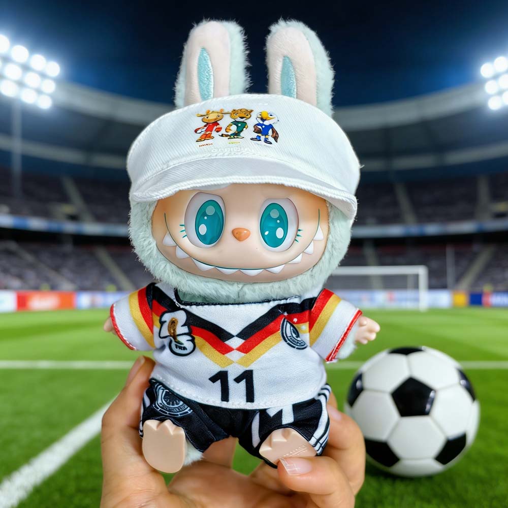 Labubu Football Jersey Outfit Series - World Cup Inspired Build Your Set 17cm - Germany / 2-Piece + Hat doll outfit detail view 21 | KikiBuddies