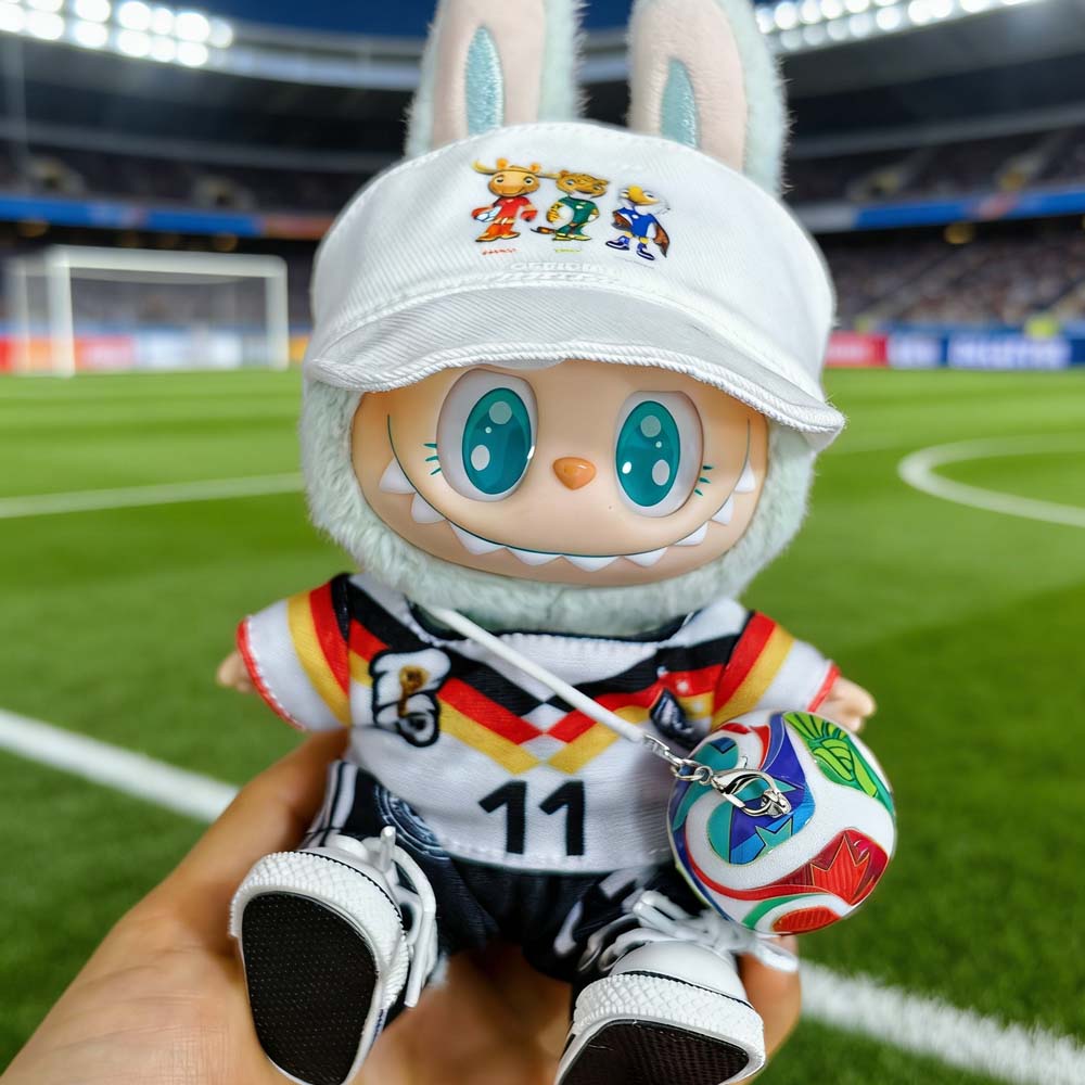 Labubu Football Jersey Outfit Series - World Cup Inspired Build Your Set 17cm - Germany / 2-Piece + Hat + Ball + Shoes (Full Set) doll outfit detail view 20 | KikiBuddies