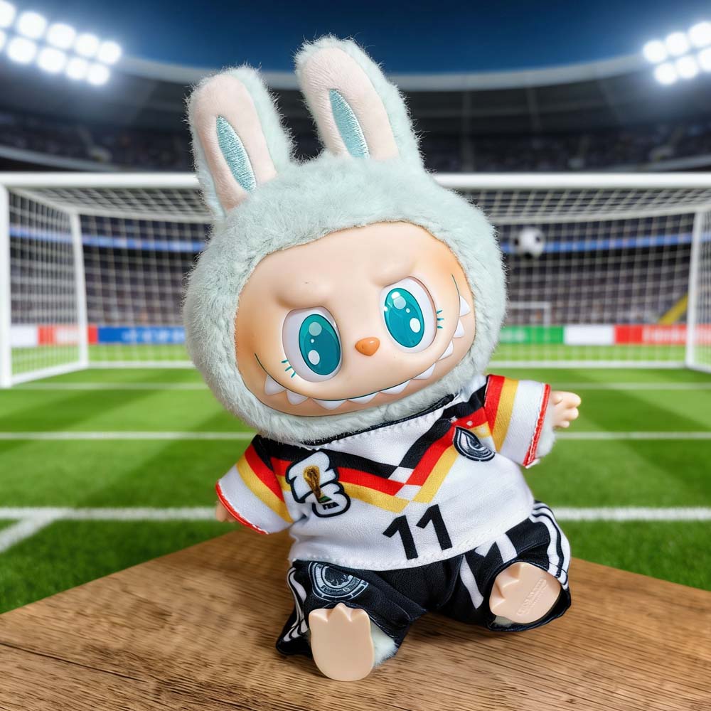 Labubu Football Jersey Outfit Series - World Cup Inspired Build Your Set 17cm - Germany / 2-Piece Set (Jersey + Shorts) doll outfit detail view 22 | KikiBuddies