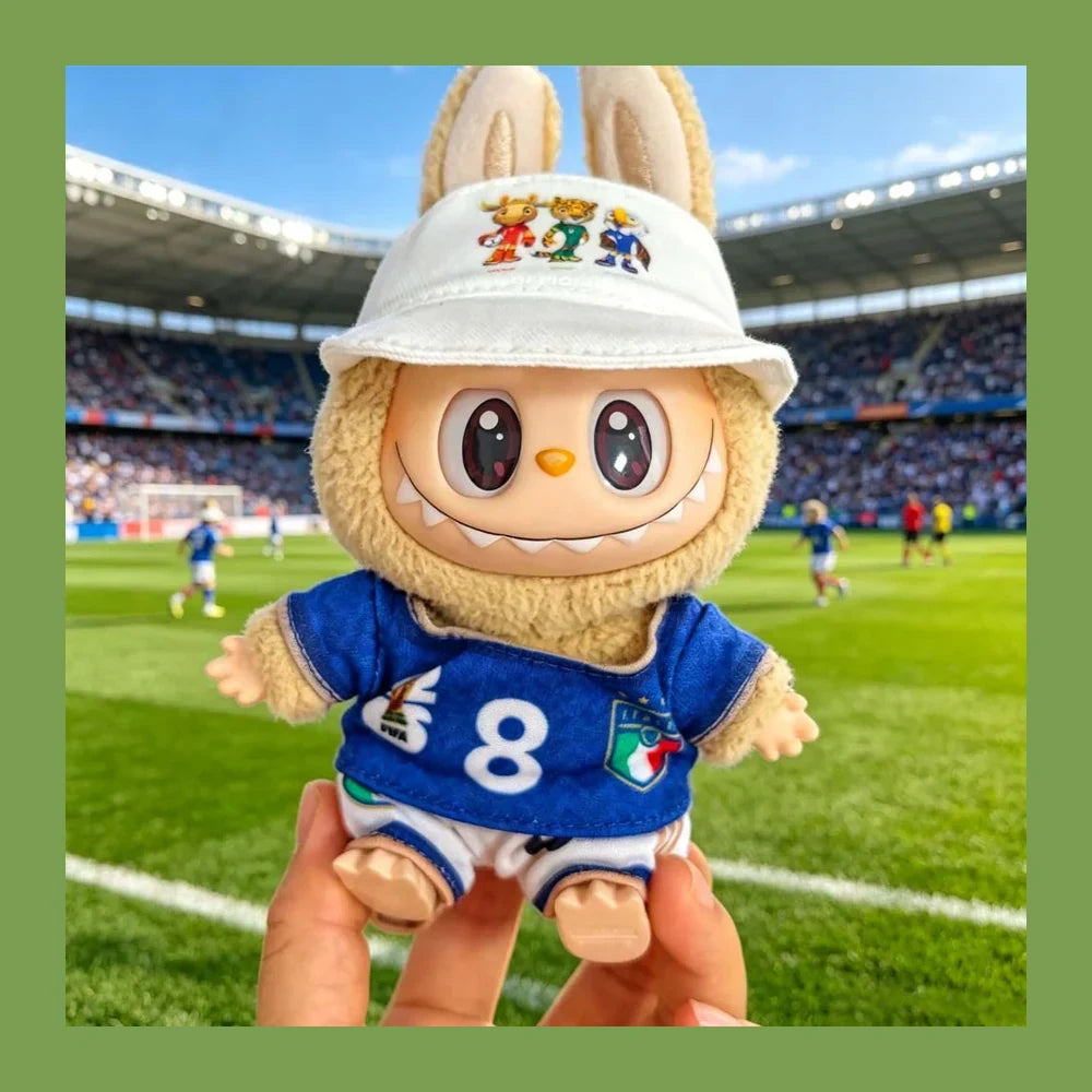 Labubu Football Jersey Outfit Series - World Cup Inspired Build Your Set 17cm - Italy / 2-Piece + Hat doll outfit detail view 5 | KikiBuddies