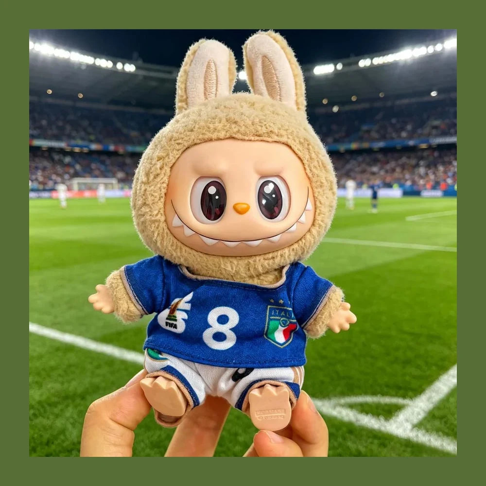 Labubu Football Jersey Outfit Series - World Cup Inspired Build Your Set 17cm - Italy / 2-Piece Set (Jersey + Shorts) doll outfit detail view 6 | KikiBuddies