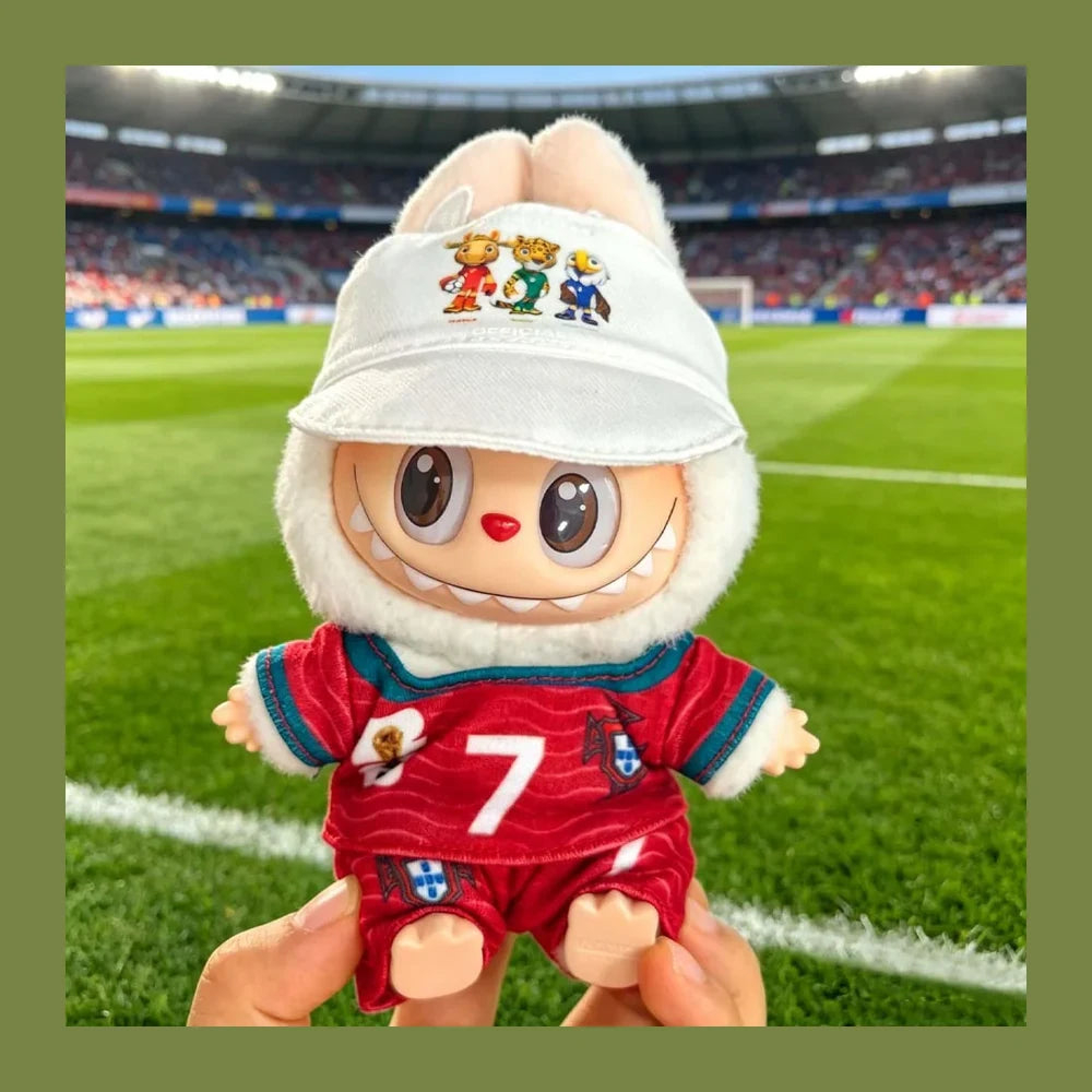Labubu Football Jersey Outfit Series - World Cup Inspired Build Your Set 17cm - Portugal / 2-Piece + Hat doll outfit detail view 8 | KikiBuddies