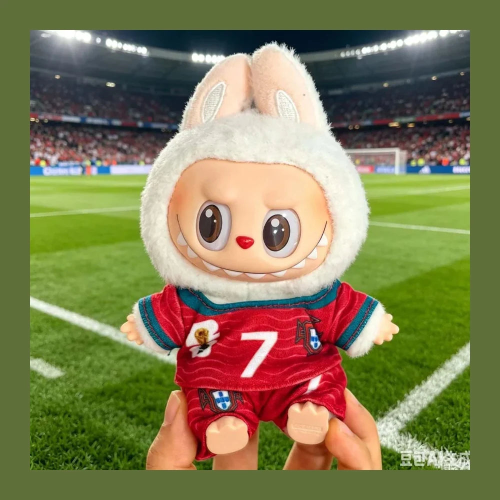 Labubu Football Jersey Outfit Series - World Cup Inspired Build Your Set 17cm - Portugal / 2-Piece Set (Jersey + Shorts) doll outfit detail view 9 | KikiBuddies
