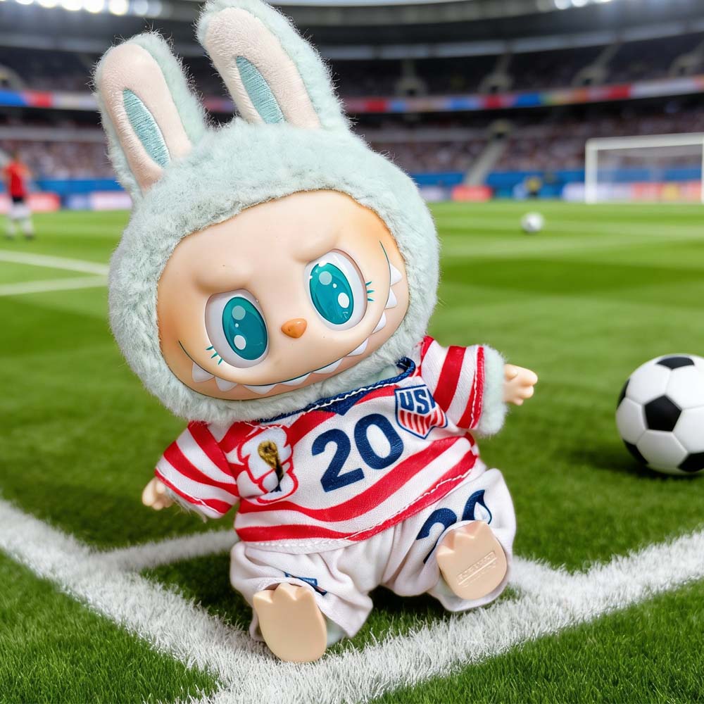 Labubu Football Jersey Outfit Series - World Cup Inspired Build Your Set 17cm - USA / 2-Piece Set (Jersey + Shorts) doll outfit detail view 16 | KikiBuddies