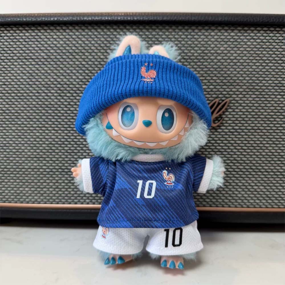 Labubu France Mbappé #10 Football Outfit Set — 17cm - jersey detail | KikiBuddies