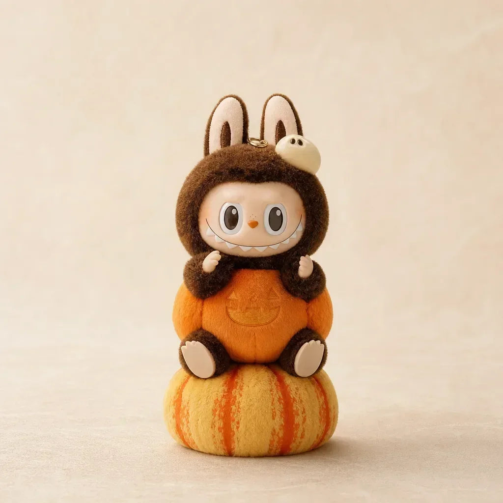 LABUBU Happy Halloween Party Series Sitting Pumpkin Vinyl Plush Pendant - Main Image - labubu happy halloween party series sitting pumpkin vinyl plush pendant 01 main