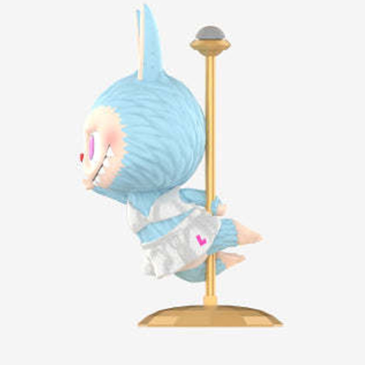 LABUBU Rhythmic Gymnastics — opposite side view of blue figure and gold stand