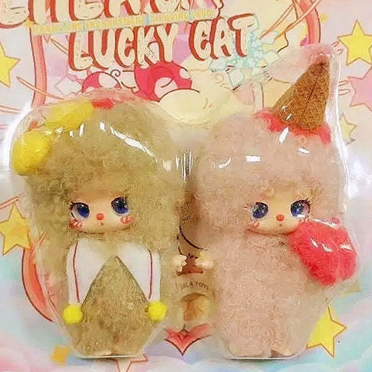 Two LiiLa Lucky Cat V3 plush dolls shown together in packaging