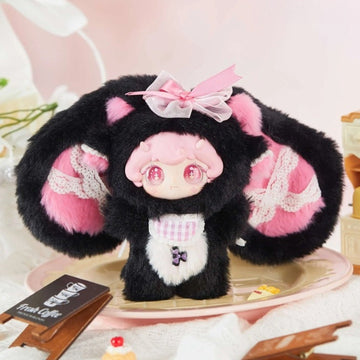 Lilina Flower Dream Series Plush Blind Box — Black and pink long-eared plush example, complete view; series example, not a guaranteed selection
