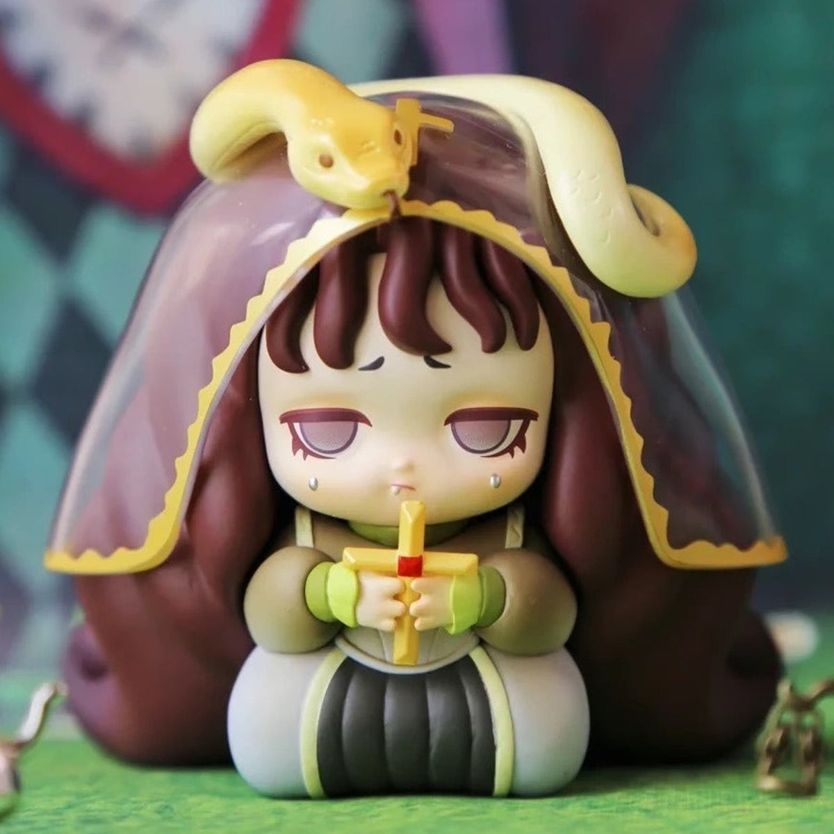 Lilith figure in a purple-and-gold headpiece; series design example | KikiBuddies