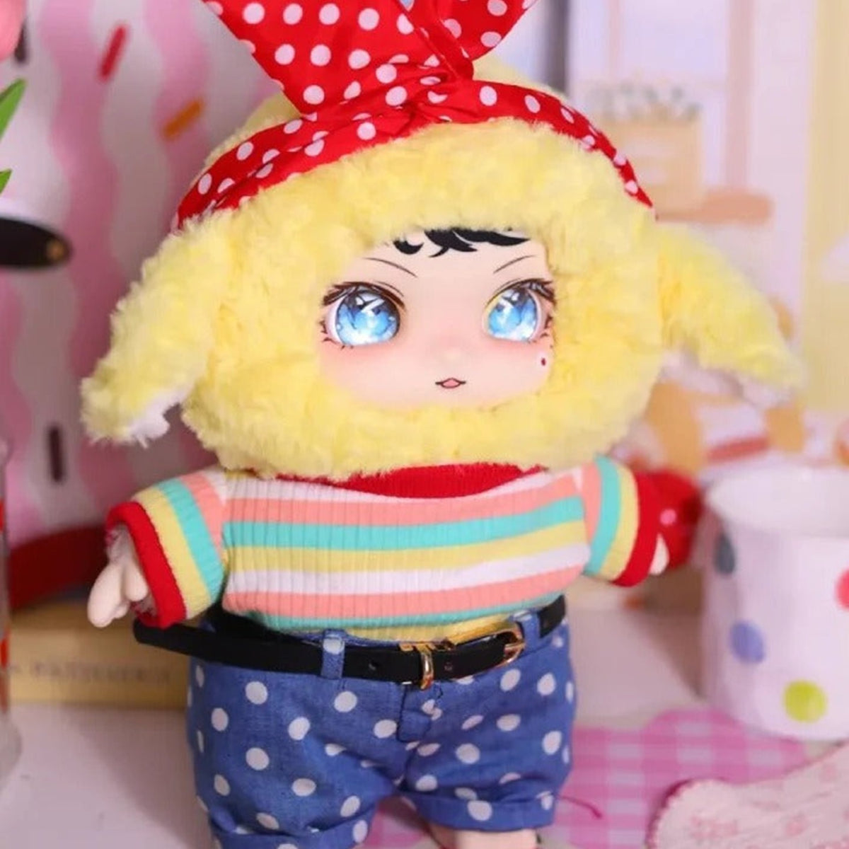 LOKIKI-V2 400%·Memory Replica Series Plush Blind Box - Yellow plush design detail; upper bow and lower feet cropped; random design not guaranteed; display props not included
