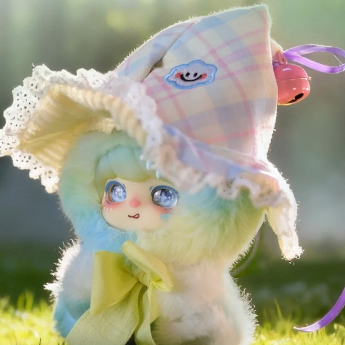 WAITING FOR THE WIND Lokiki plush design with checked pointed hat