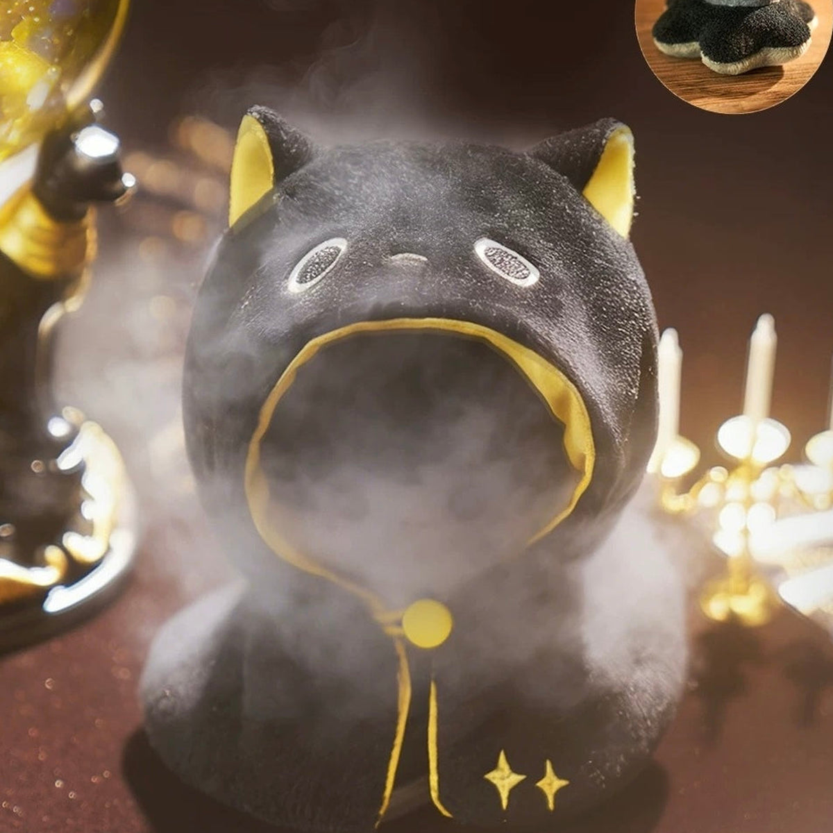 Lord of the Mysteries Meow Lord Series Plush Pendant Blind Box — Black cat-hood plush example from the series