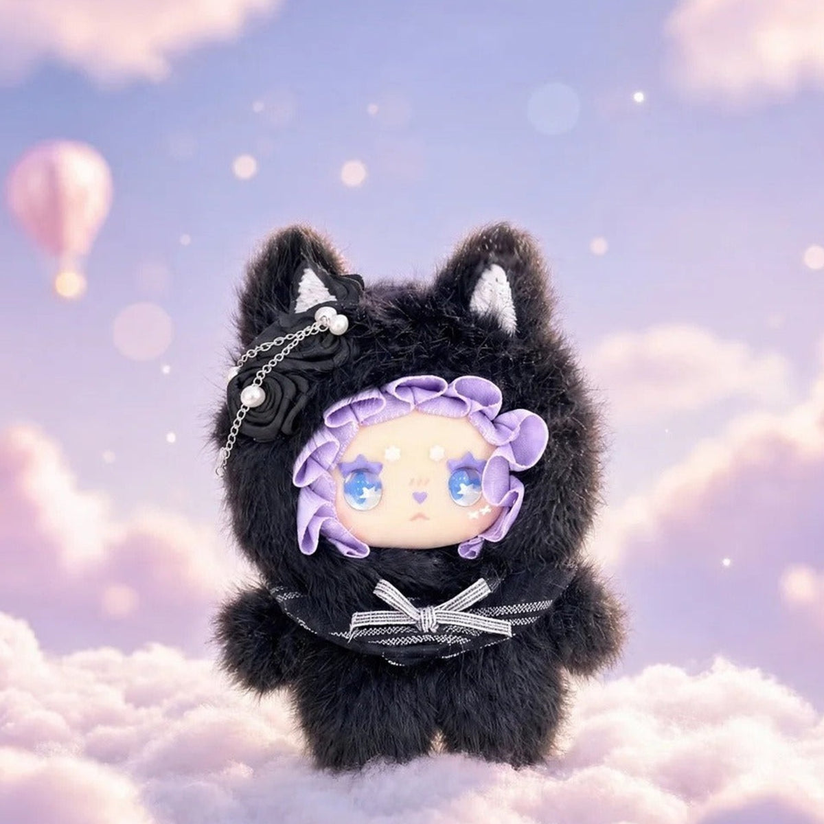 Lovely Emma Falling into Dreamscape black Mystic cat costume detail; series example