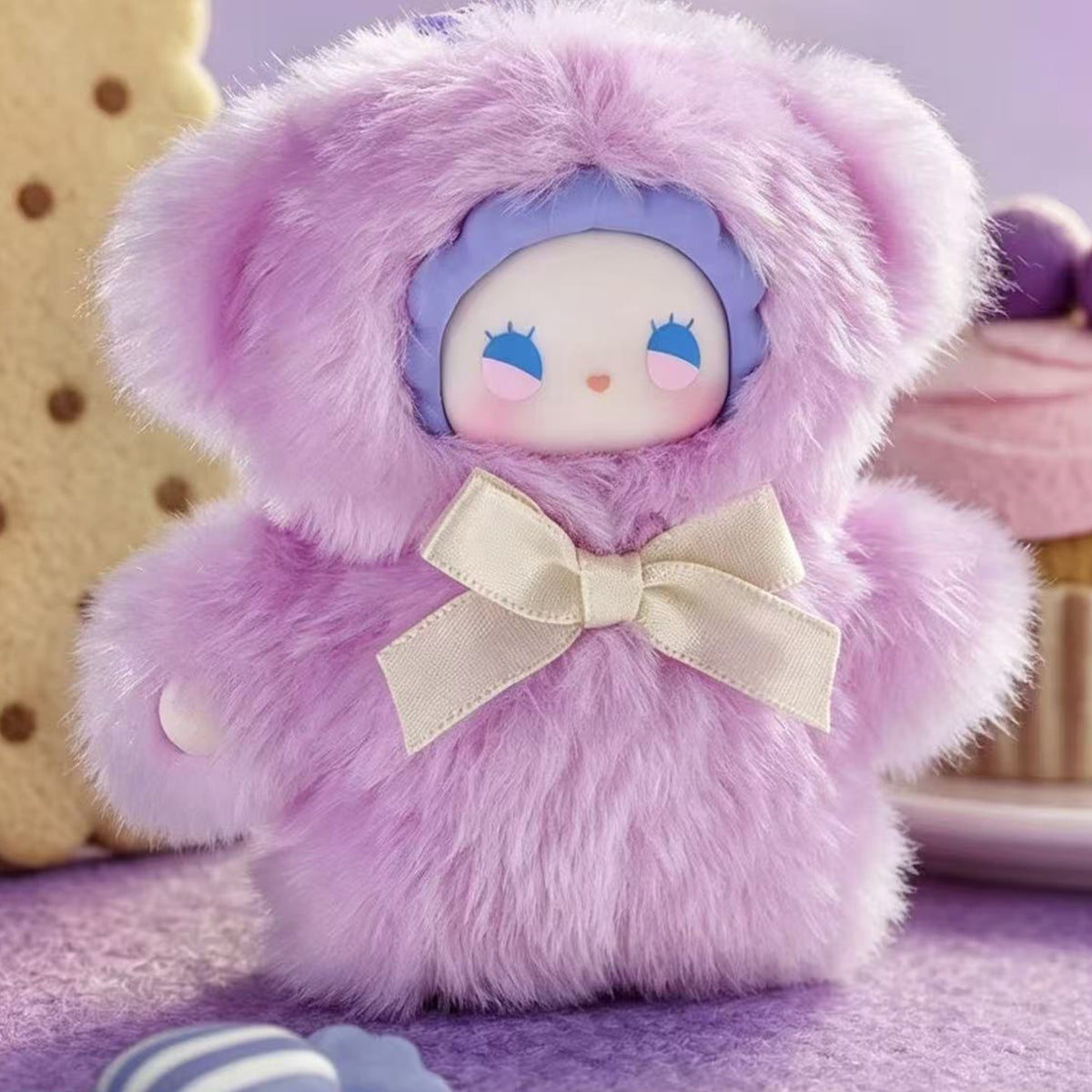 LUCKY EMMA Mini Series Plush Pendant Blind Box — Purple costume plush close view; series example, not guaranteed selection