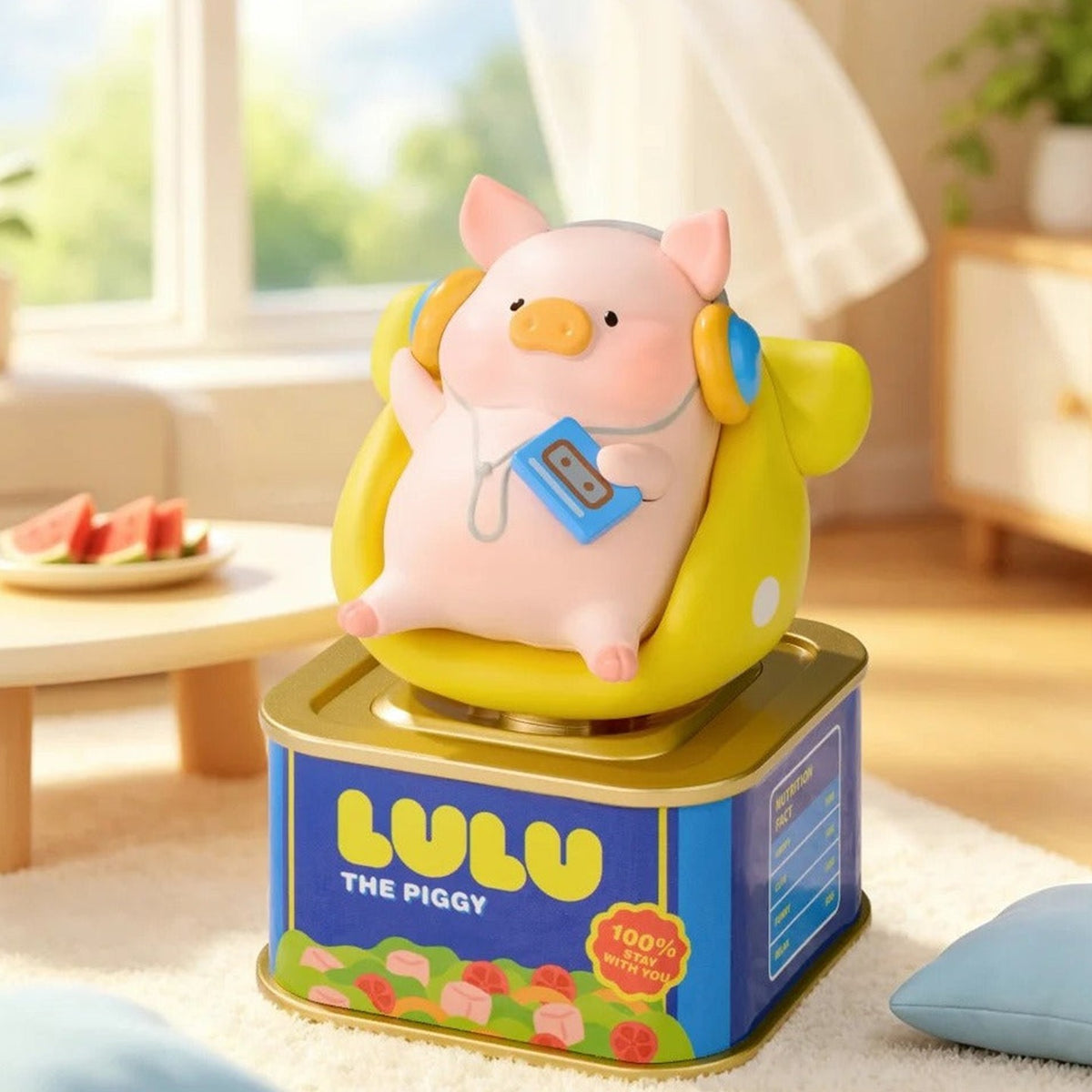 LuLu the Piggy Holiday Series Solar Motion Figure Blind Box - Complete LuLu holiday solar motion figure example on display base; random design not guaranteed