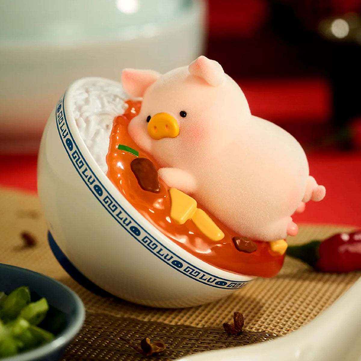 LuLu The Piggy Lu's Table Series Blind Box — Piggy resting in a bowl figure example; series example, not a guaranteed selection