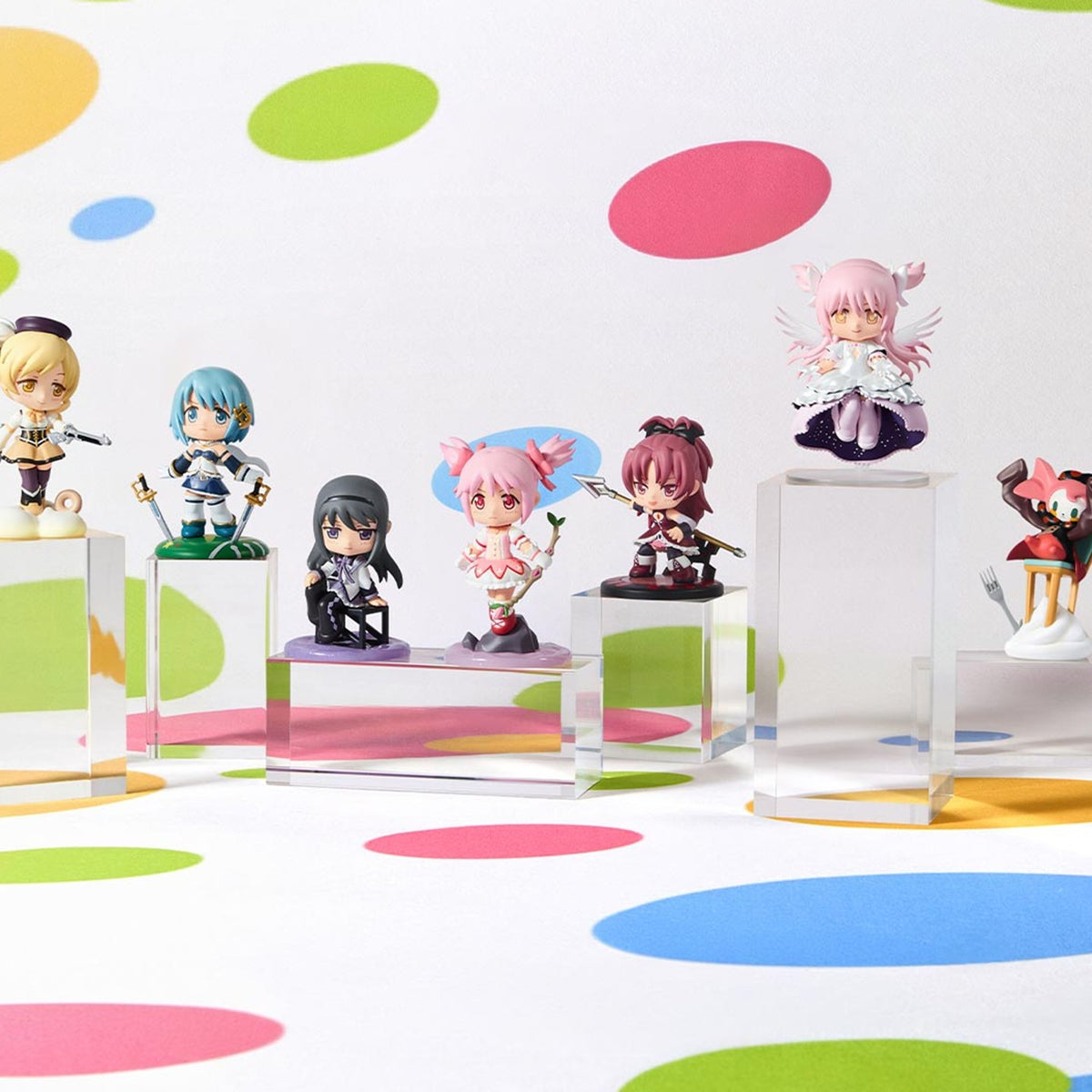 madoka magica iconic scenes figure blind box — series design group display; pictured designs, not guaranteed box contents
