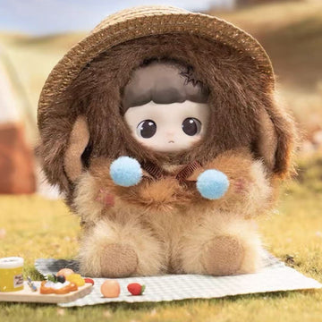 MaiDongDong Warm Wood Children's Whispers: complete brown hooded design with blue pom-poms and brimmed hat; random design is not guaranteed