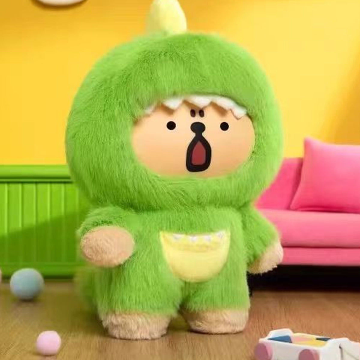 Maltese Guess Who I Am Series Plush Blind Box — Green dinosaur-costume plush example; series example, not guaranteed selection