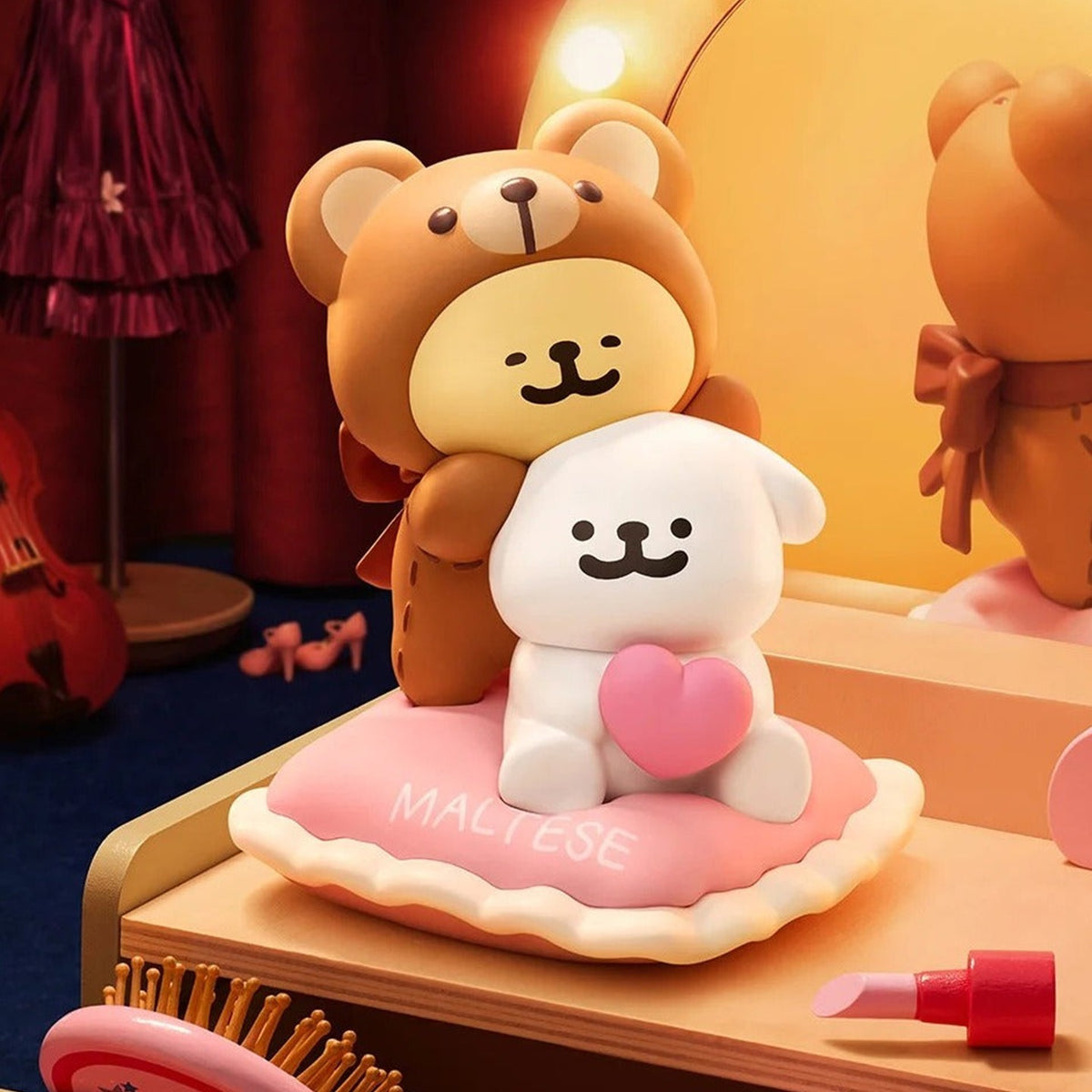 Maltese Happy Moments bear-hug sculpted scene with two characters; one pictured design