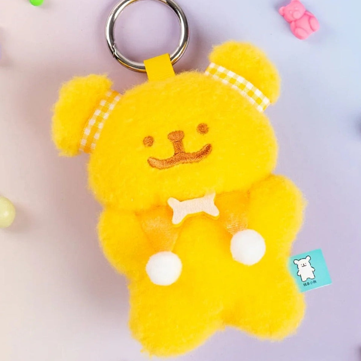 Yellow Maltese Gummies plush pendant with metal ring | KikiBuddies