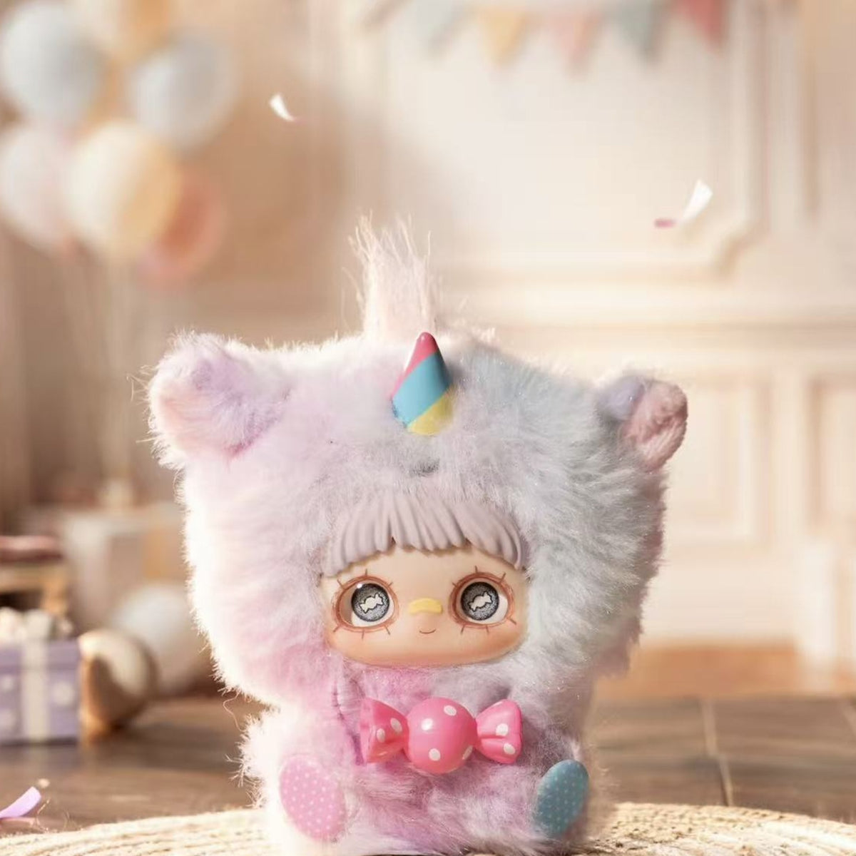 MayMei Surprise Party Series Plush Pendant Blind Box - Complete plush design example with colorful horn; random design not guaranteed