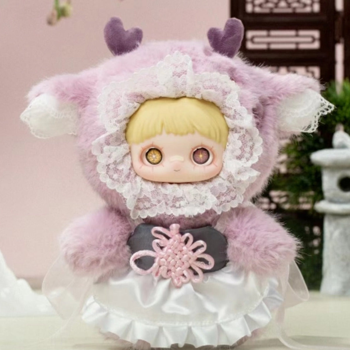 Maymei V3 Poem of Spring Series Plush Dolls, Blind Box - Pink costume plush doll detail with lower feet cropped; random design not guaranteed