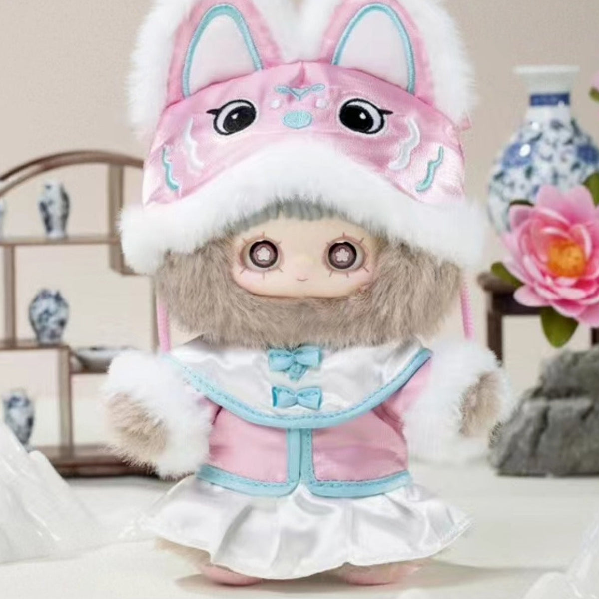 Maymei V3 Poem of Spring Series Plush Dolls, Blind Box - Pink bunny-costume plush doll detail with upper ears cropped; random design not guaranteed