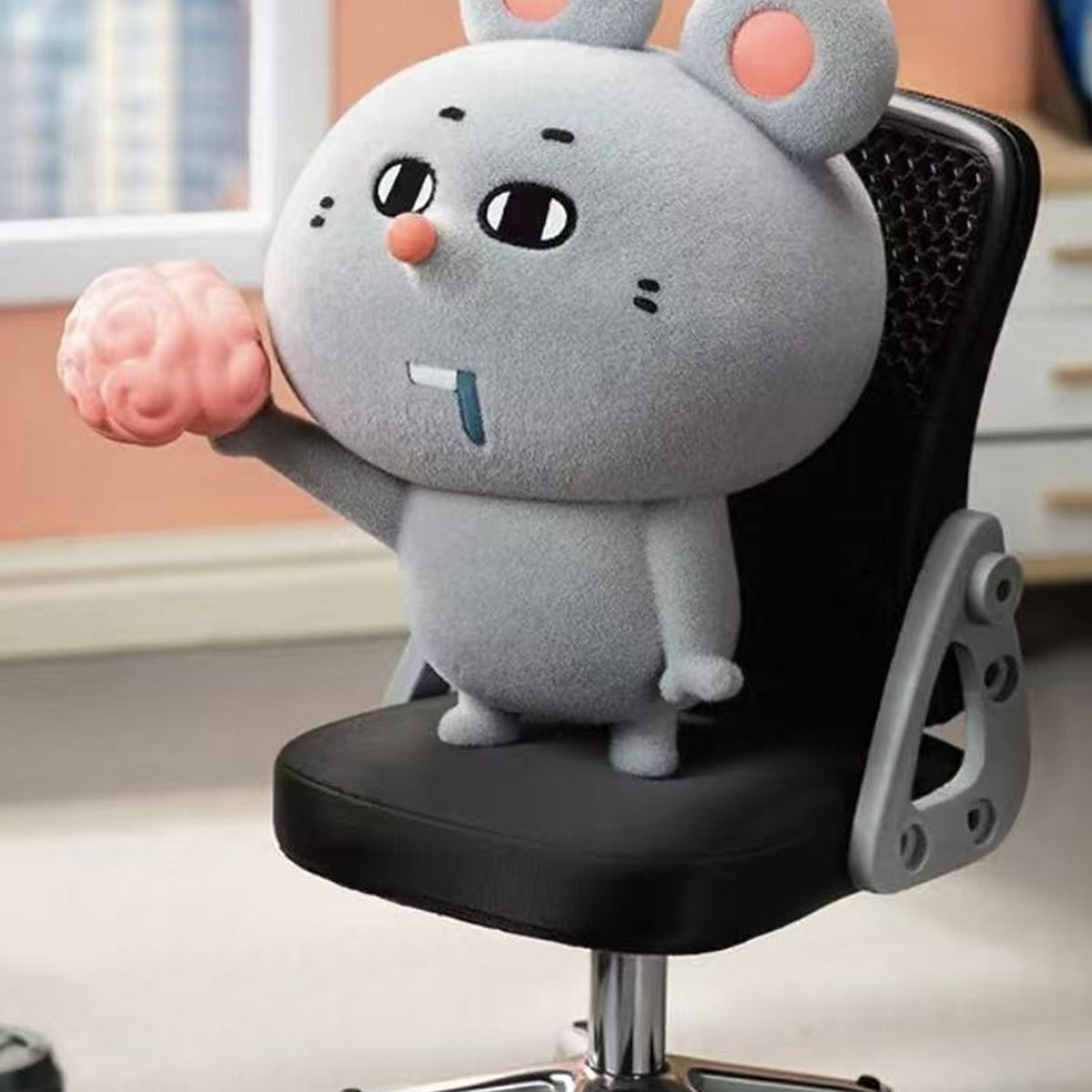 Meeki Rat A Day Of Corporate Hamster Series Figure Blind Box - Meeki Rat chair figure detail with upper ears cropped; random design not guaranteed