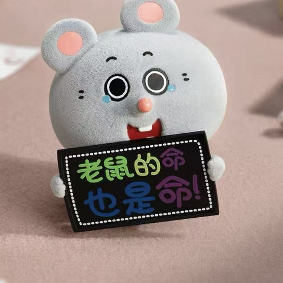 Meeki Rat A Day Of Corporate Hamster Series Figure Blind Box - Meeki Rat sign figure detail with upper ear cropped; random design not guaranteed