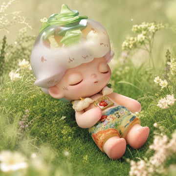 MEGA JUST DIMOO 700% Meadow of Dreams reclining in a meadow setting