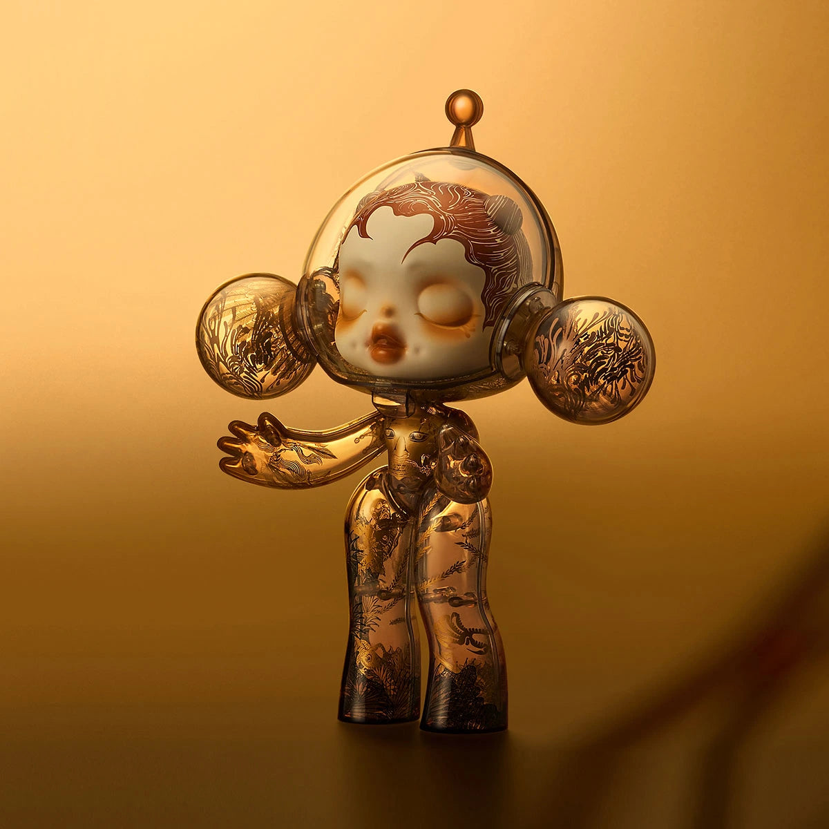 MEGA α SKULLPANDA 400% Wu Jian’an The Heaven of Nine Levels figure, three-quarter view showing the artwork across the body