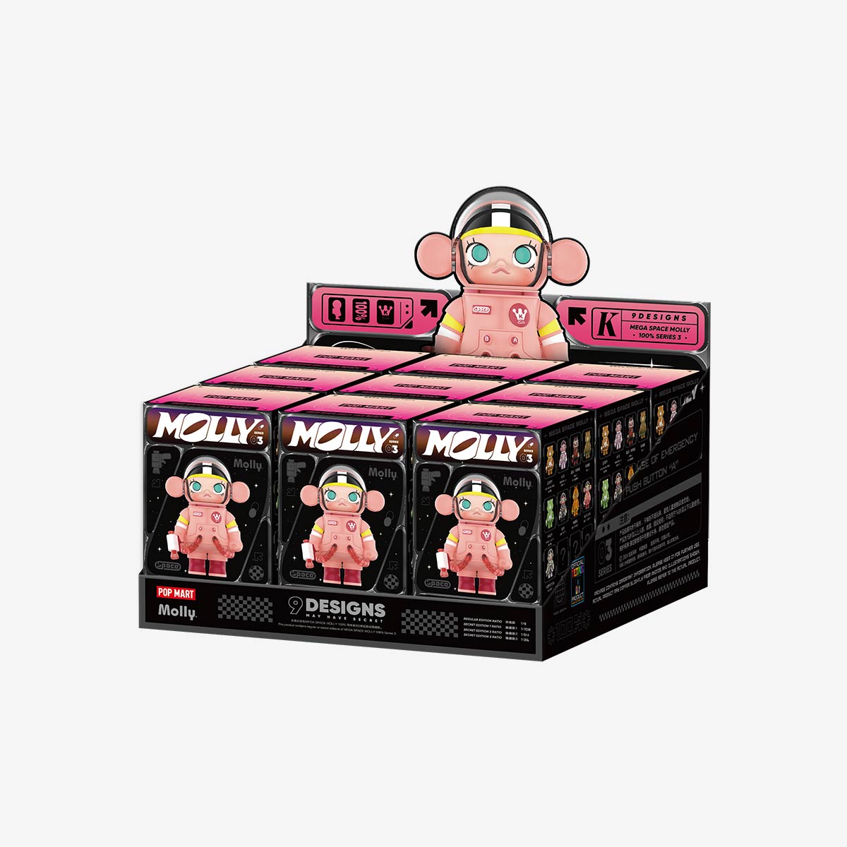 MEGA SPACE MOLLY 100% Series 3 Figures - Nine-box case packaging