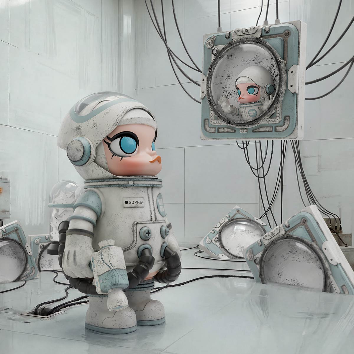 MEGA SPACE MOLLY 1000% Ashley Wood in an industrial concept setting